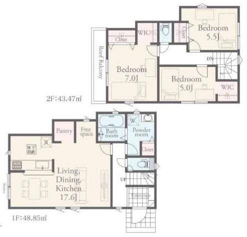堺市東区大美野の新築一戸建(間取り)