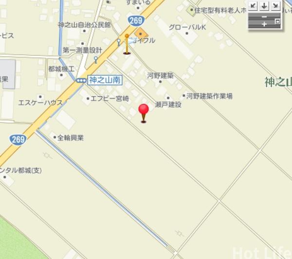 神之山のまとまった広さの土地です。資材置き場等に最適です。