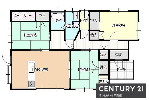 平坦地に位置する1階建ての3LDKとなっております。