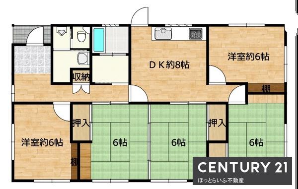 ■角地に位置する5DKの戸建て■南側道路面で明るい空間♪