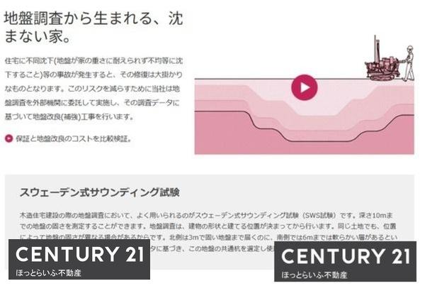 通り沿いから入った場所にある新築建売です