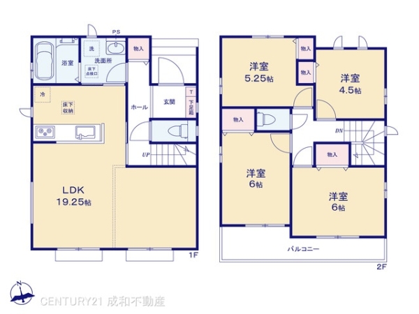 北名古屋市薬師寺山浦の新築一戸建(間取り)