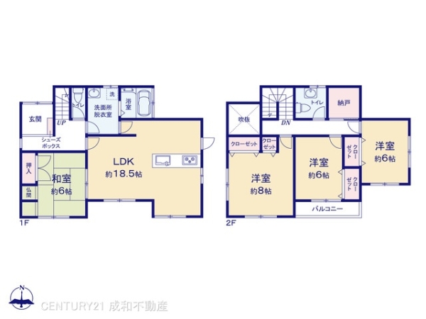 春日井市熊野町の中古一戸建て(間取り)
