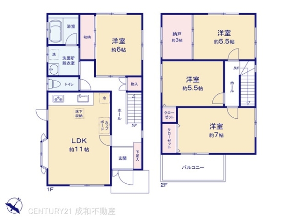 名古屋市天白区平針台2丁目の中古一戸建て(間取り)