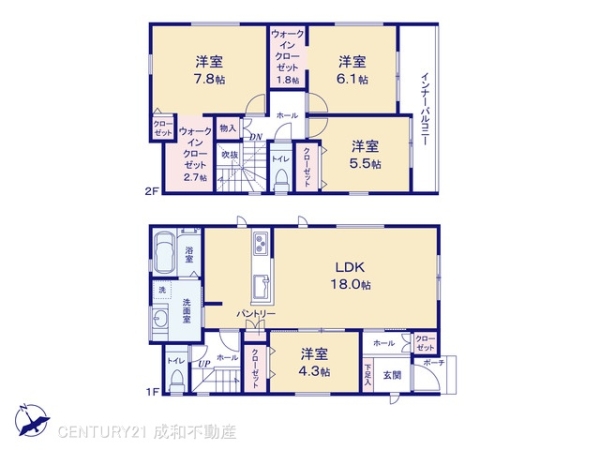 海部郡蟹江町城3丁目の新築一戸建(間取り)