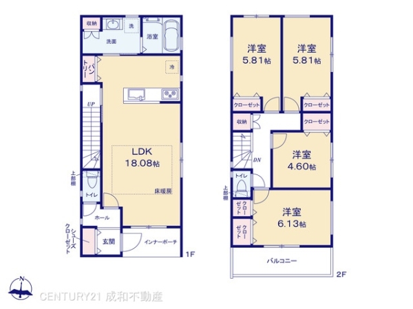 名古屋市西区歌里町の中古一戸建て(間取り)