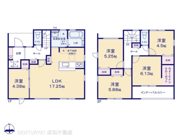 犬山市大字橋爪字一丁田の新築一戸建(間取り)
