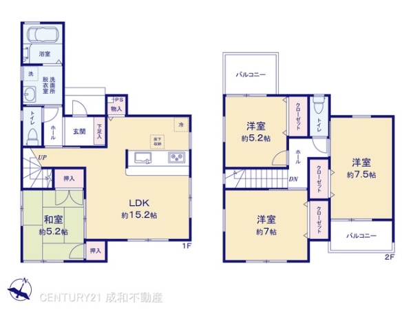 名古屋市守山区菱池町の中古一戸建て(間取り)