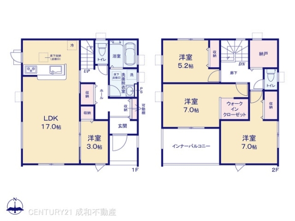 一宮市三条字ヱグロの新築一戸建(間取り)