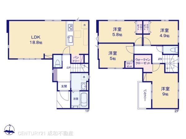 名古屋市北区西味鋺３丁目の新築一戸建