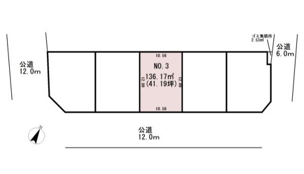 桶川市上日出谷南１丁目　敷地４１坪×南道路　全５区画３号地