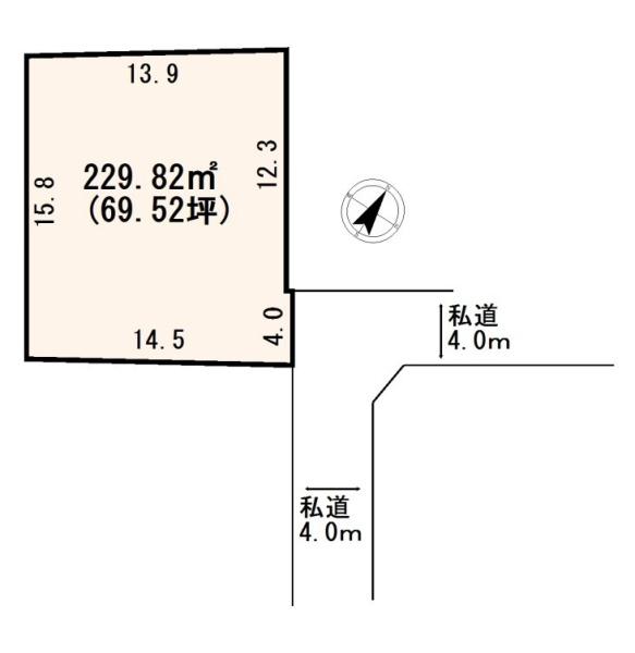 上尾畔吉　敷地69坪×建築条件なし売地