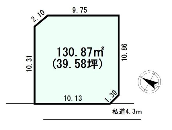 北本本宿8丁目　　建築条件なし売地×駅徒歩14分