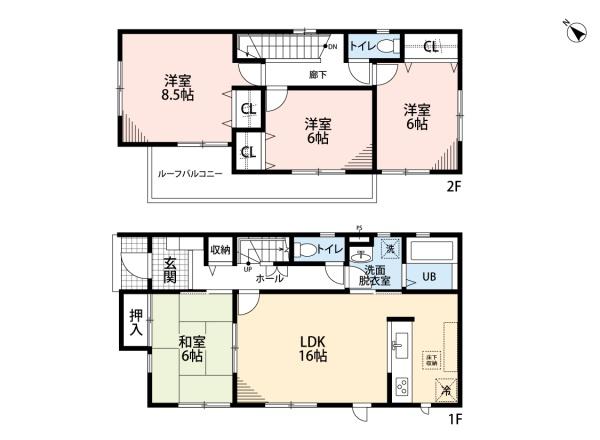 上尾上　中古戸建　全居室6帖以上×南西向き