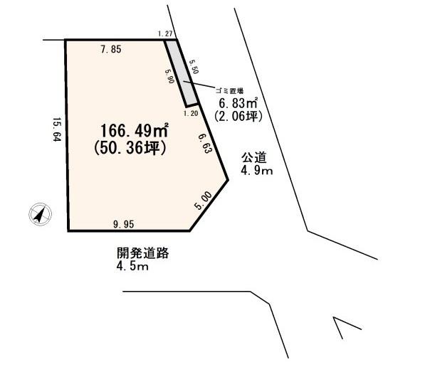 北本東間　建築条件なし売地　角地×50坪