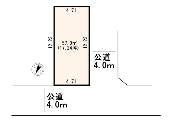 上尾原市　角地×整形地　建築条件なし売地