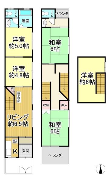 大阪市住之江区西加賀屋2丁目の中古一戸建て(間取り)