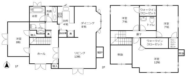 下野市柴　中古戸建　カナディアンハウス　暖炉のある家