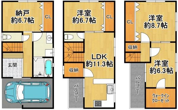 大阪市港区南市岡３丁目の中古一戸建て