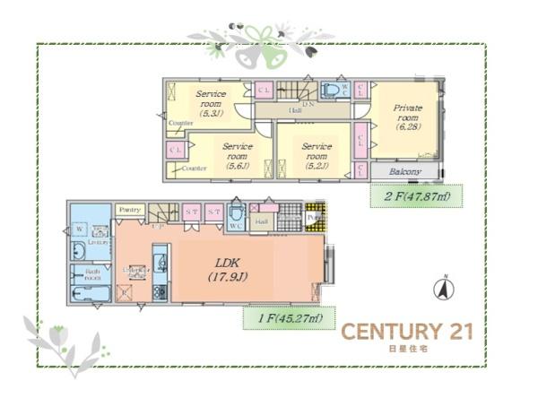 名古屋市昭和区円上町の新築戸建て(間取り)