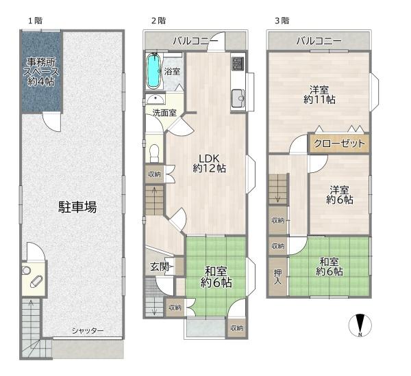 大阪市東淀川区豊里4丁目の中古一戸建て(間取り)