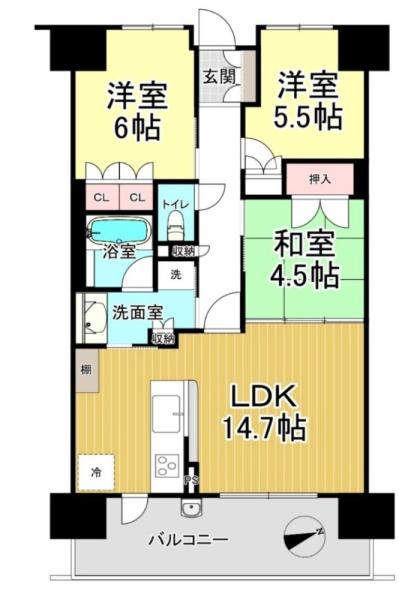 ディアエスタミオ南住吉壱番館(間取り)