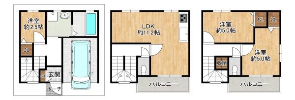 大阪市城東区古市1丁目の土地(区画図+プラン例)