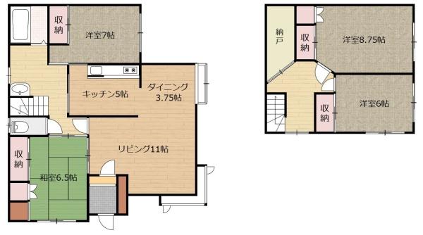 旭川市五条通23丁目の中古一戸建て(間取り)