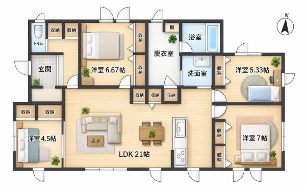 一条工務店施工春光7条7丁目平屋