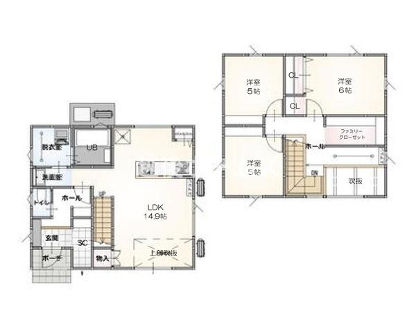 新築戸建 東区中野山3丁目(間取り)