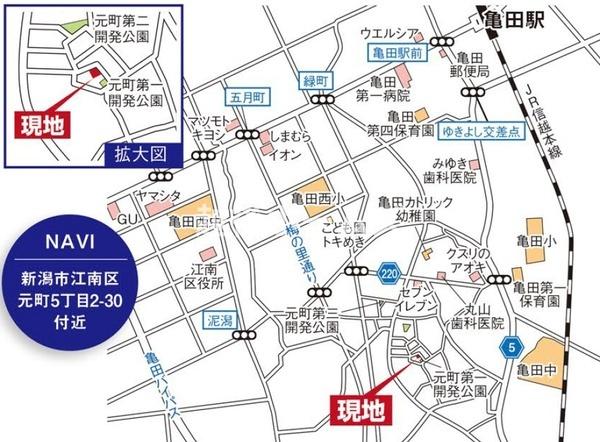 新潟市江南区元町5丁目の土地(現地案内図)