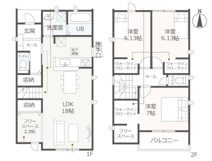 東郷町音貝小学校前全2棟2号棟　新築戸建て