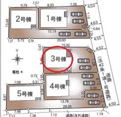 豊田市西岡町全5棟3号棟　新築戸建て