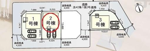 岡崎市中島町全3棟2号棟 新築戸建て(区画図)