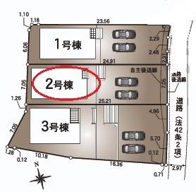 東郷町和合全3棟2号棟 新築戸建て(区画図)