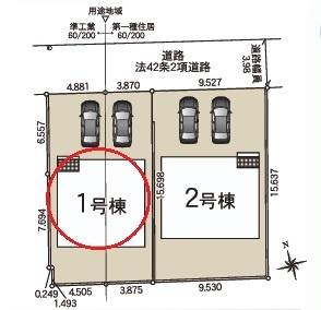 碧南市大浜上町全2棟1号棟 新築戸建て(区画図)