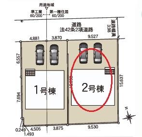 碧南市大浜上町全2棟2号棟 新築戸建て(区画図)