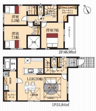 豊田市畝部東町　新築戸建て全2棟　1号棟