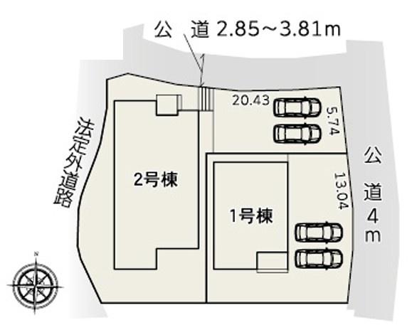 蒲郡市形原町北湿見全2棟1号棟 新築戸建て(区画図)