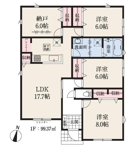 西尾市吉良町富好新田第1期全5棟3号棟　新築戸建て