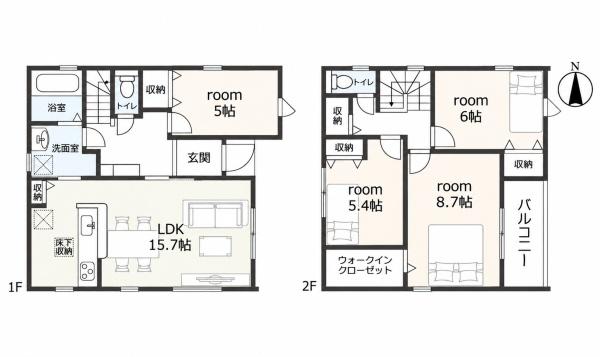 岡崎市中園町全2棟2号棟　新築戸建