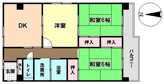 小橋方コーポラスA棟(間取り)