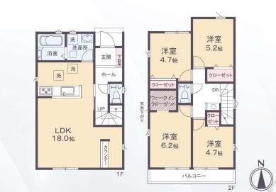 豊橋市多米中町1丁目　新築戸建（全３棟）２号棟