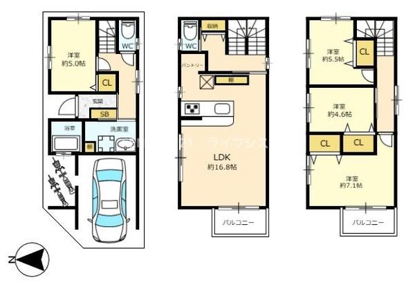 守口市東郷通３丁目の新築一戸建