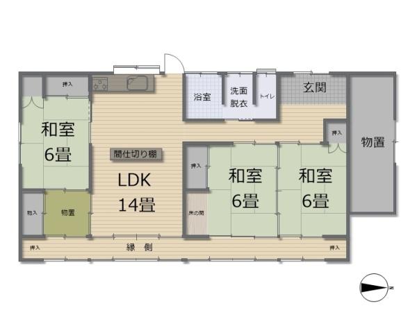 恵那市長島町中野　平屋
