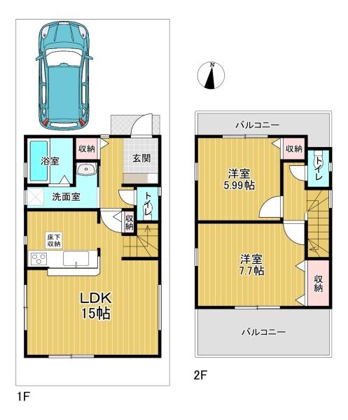 城陽市寺田水度坂の新築一戸建(間取り)