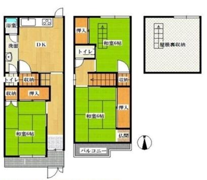 大阪市東住吉区針中野3丁目の中古テラスハウス