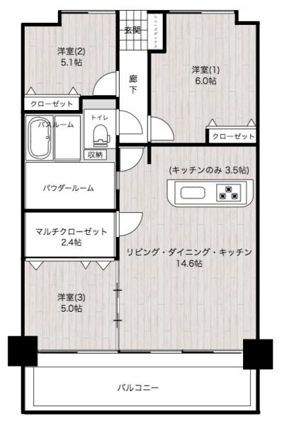 アルファスマート青江6階(間取り)