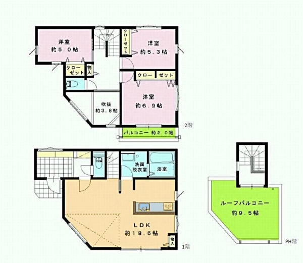 大和市上草柳6丁目 新築戸建 全2棟 B号棟(間取り)