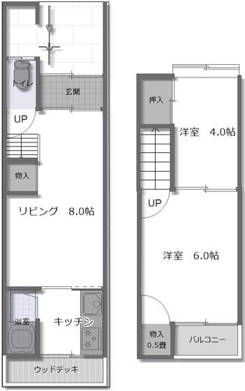 京都市伏見区羽束師鴨川町の中古テラスハウス